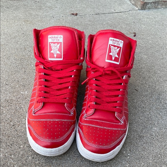 adidas Top Ten Red High-Tops - Picture 1 of 4